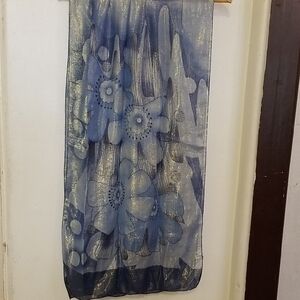 Elegant Blue Floral Scarf